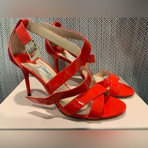Jimmy Choo Louise Flame Red Patent Leather Classic Pump 7.5 (38) with box